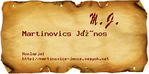 Martinovics János névjegykártya